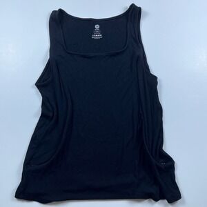Kindred Bravely Black Ribbed Maternity Nursing Tank Top Square Neck XL